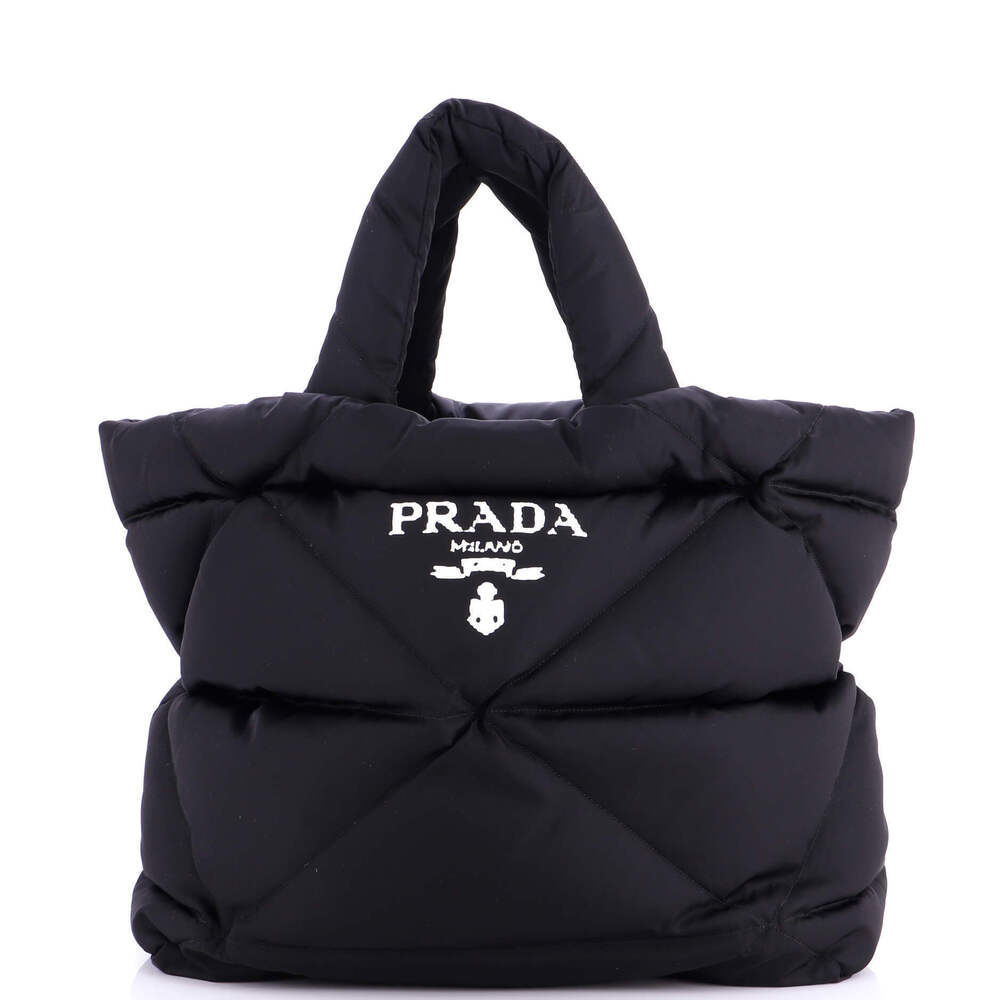 Prada Medium Padded Logo Tote Bag Quilted Re-Nylon